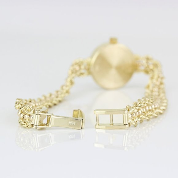 Vintage 14K Yellow Gold & Diamond Bulova Ladies Rope & Bead Bracelet Watch - Picture 5 of 9